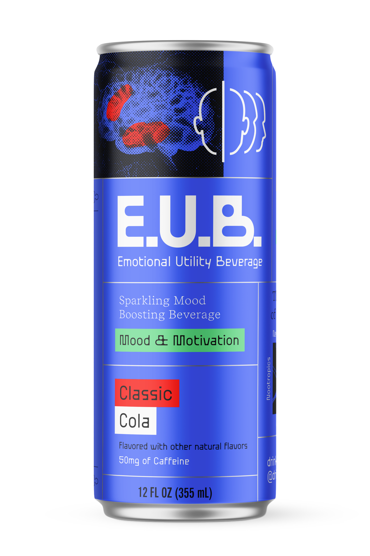 Classic Cola Sparkling Beverage with Nootropics & Adaptogens, Motivation and Mood Support, 12oz Cans, 50mg Organic Green Tea Caffeine, 25 Calories per Can